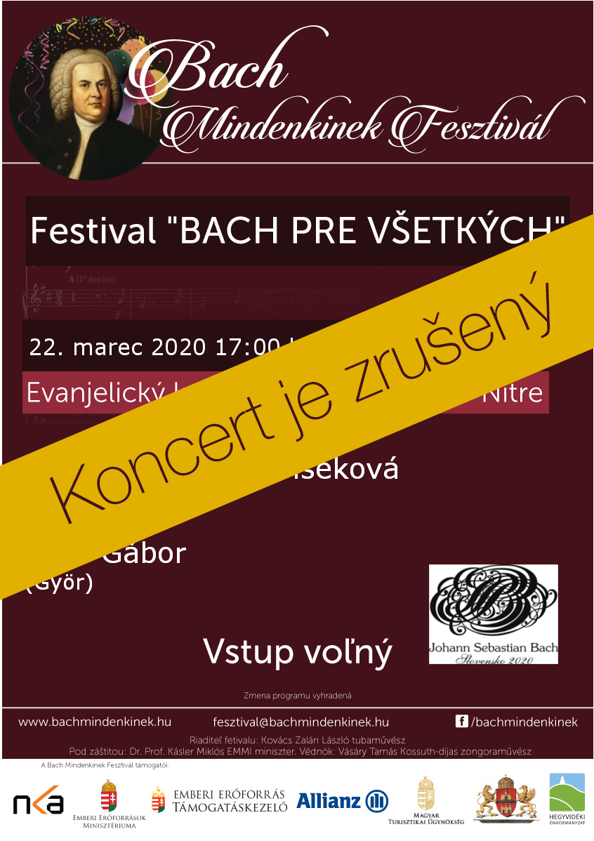 BACH Festival Nitra 2020 koncert zruseny