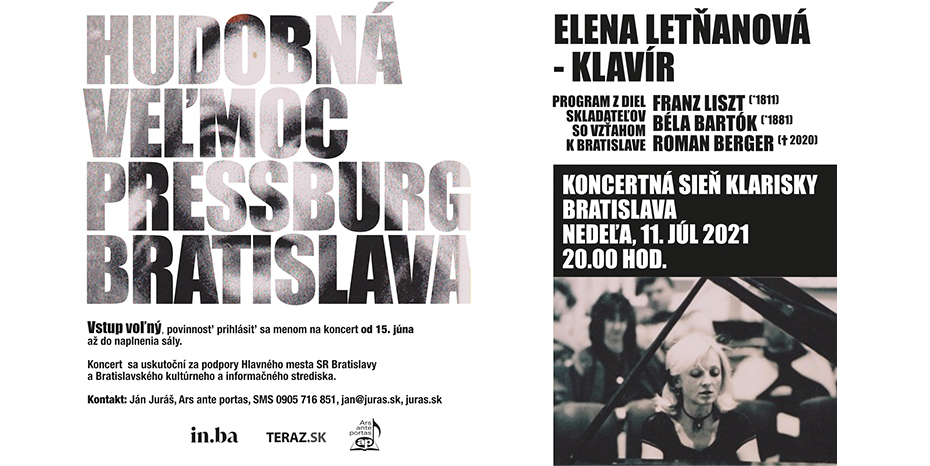 Pozvánka na klavírny koncert Eleny Letňanovej