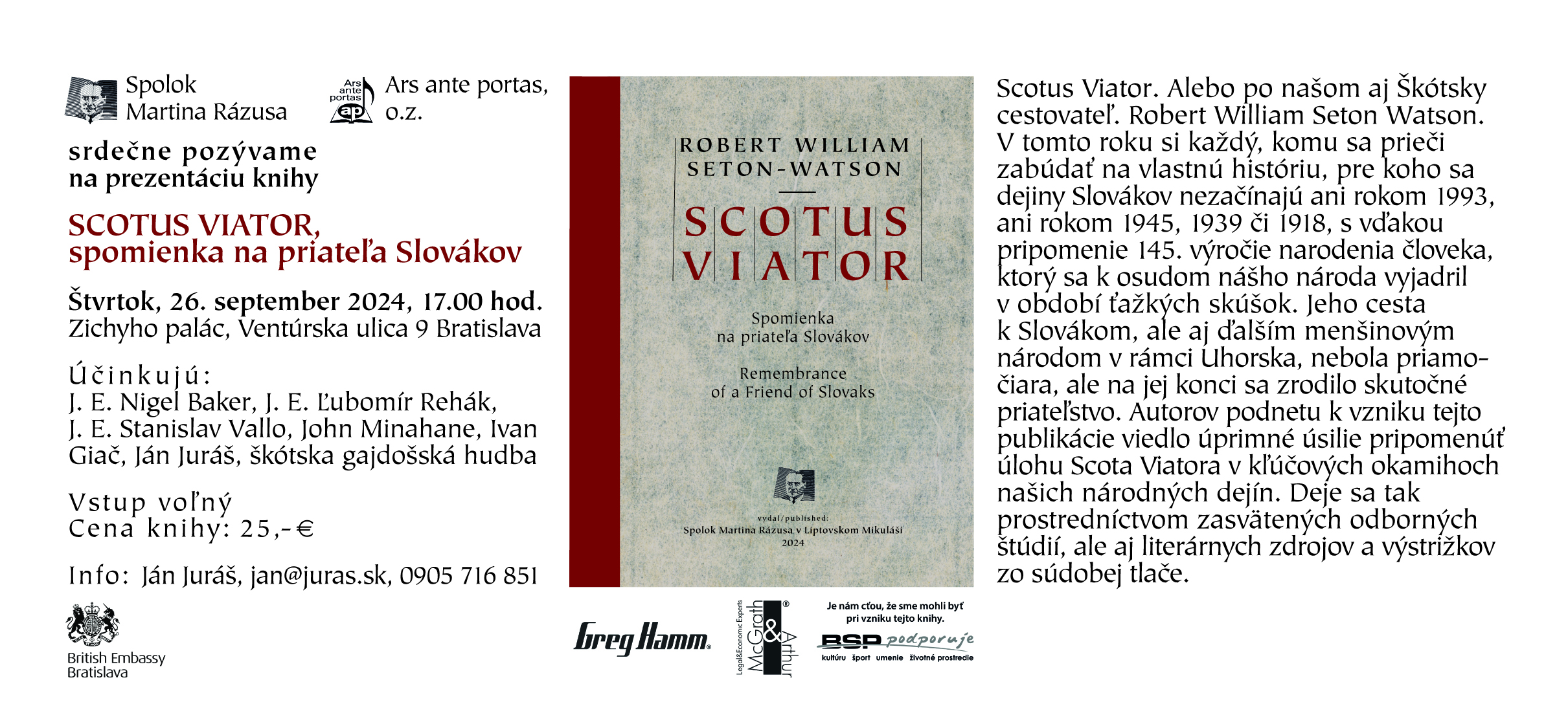 Prezentacia knihy Scotus Viator BA 26.9.2024